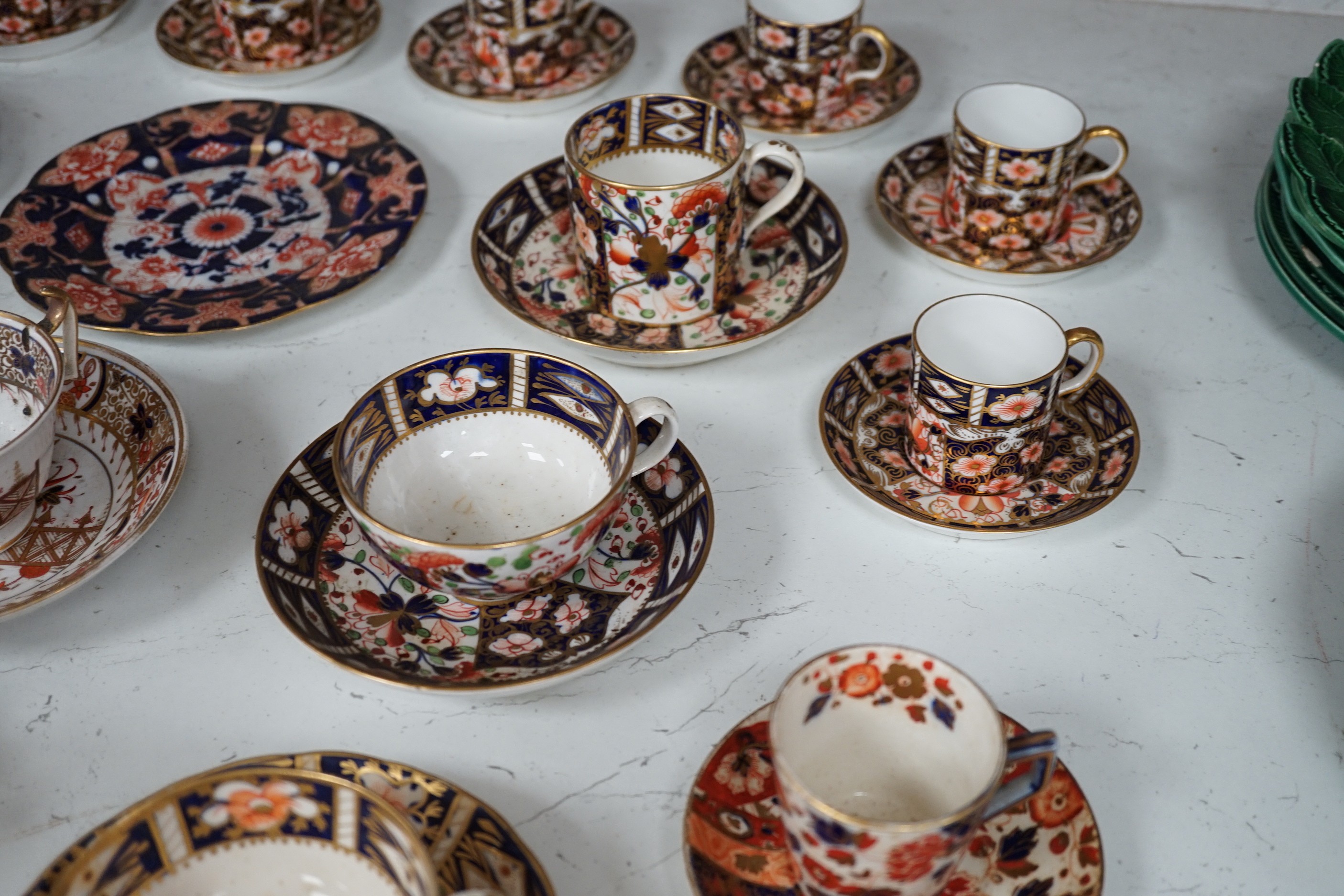 Derby and Royal Crown Derby Imari pattern coffee and tea wares and other manufacturers